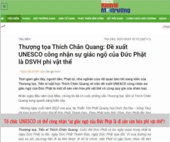 Tổ chức UNESCO có thể công nhận ‘sự giác ngộ của Đức Phật là di sản văn hóa phi vật thể’?